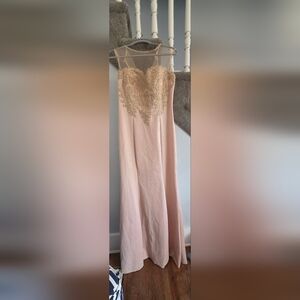 Blush Pink Dress with Gold Lace Bodice